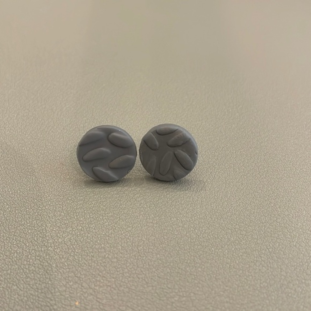 Blue textured circle earrings